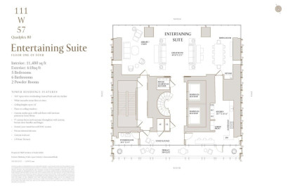 Luxury house Domaine served by 5 bedroom at 111 west 57th street, QUADPLEX 80 New york, 10019 United State